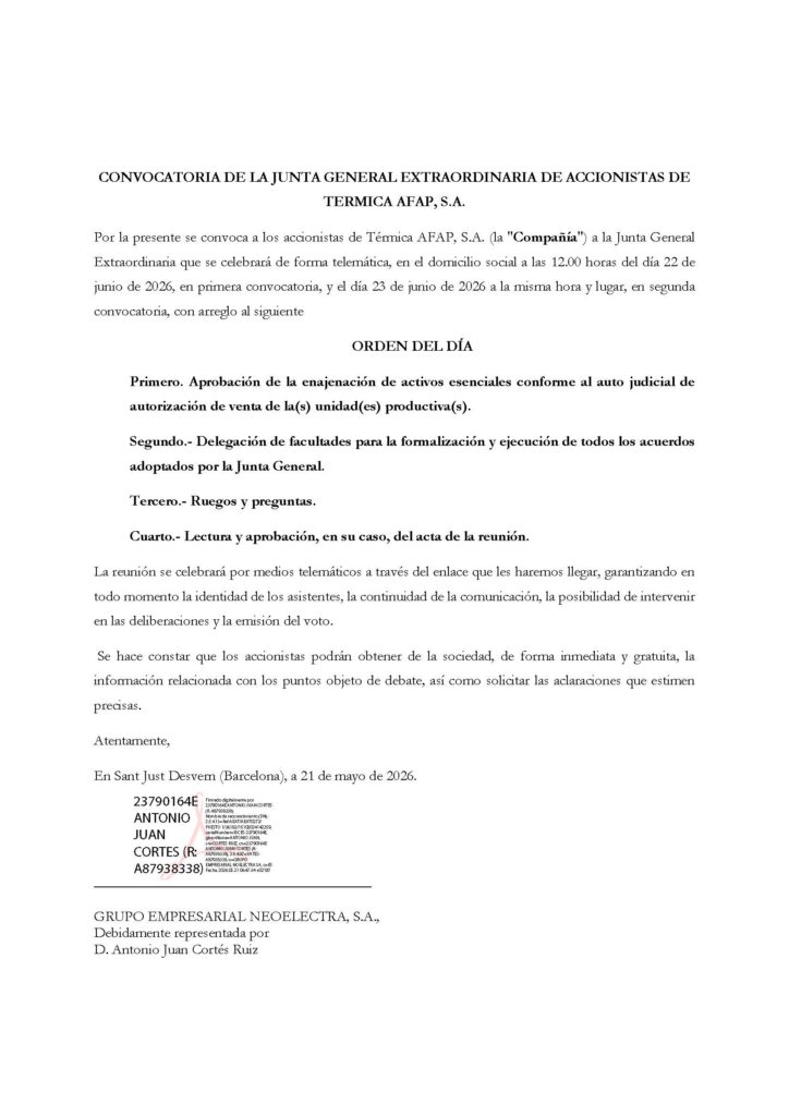 Junta Extraordinaria